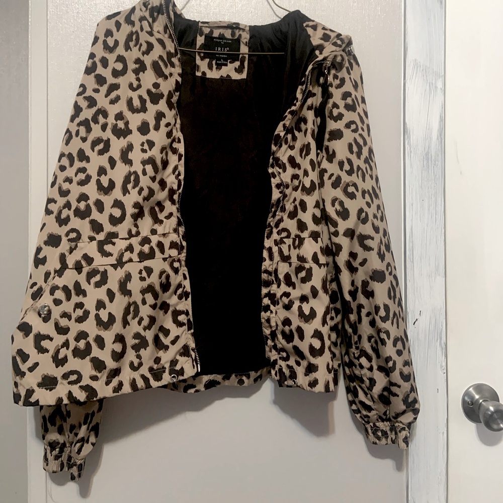 A Iris cheetah print rain jacket